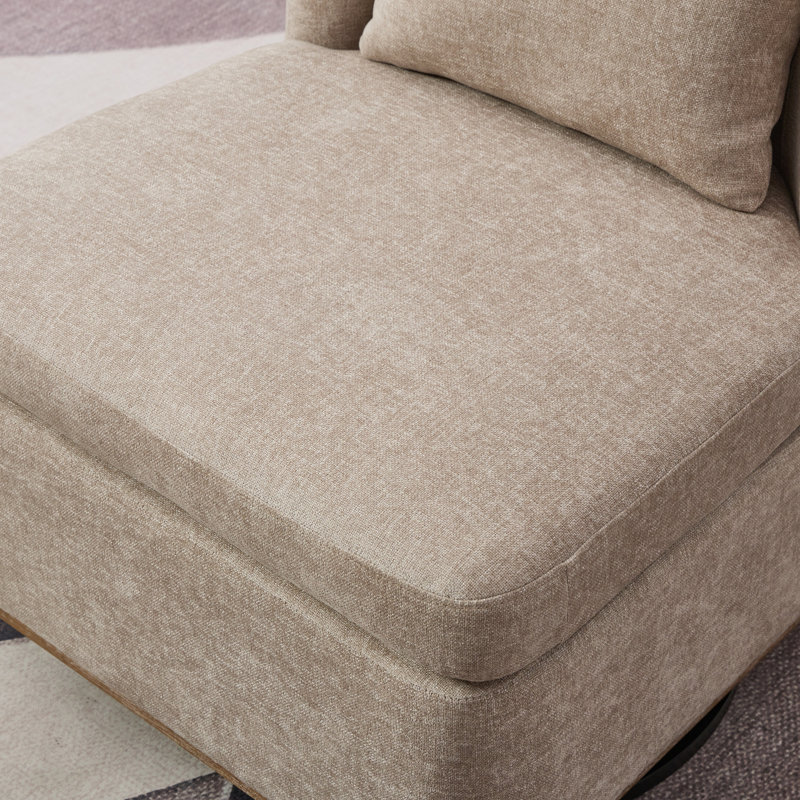 Fauteuil de chambre rembourré pivotant, Chenille taupe