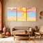 Plage, coucher de soleil, océan, plage, réflexion, ensemble de 3 impressions sur toile-115629914