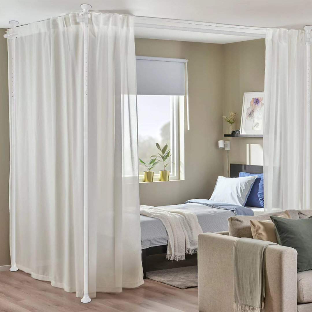 No Drilling Curtain Pole Wall Divider For Room Separator