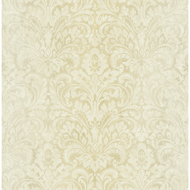 Papier peint damassé non teinté Seabrook Designs, Crème / miel
