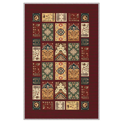 Maclaren Handmade Flatweave Rectangle 4'7"" x 7'3"" Polyester Area Rug in Red/Beige/Brown -  East Urban Home, 14387B287B1C44E7932A27B9CACF6A71