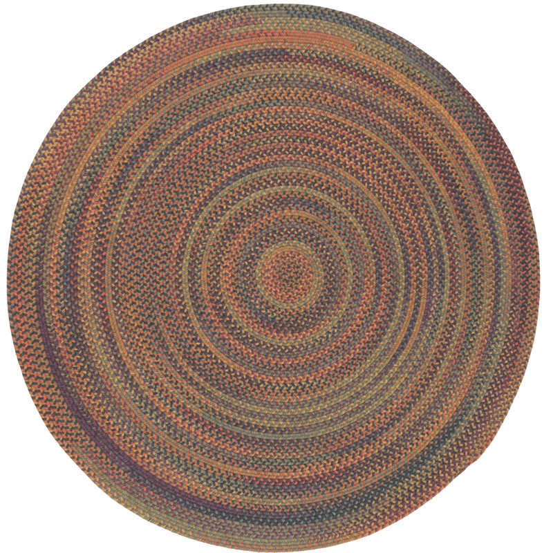 Tapis brun en laine tressé Nourdan, Rond 5 pi