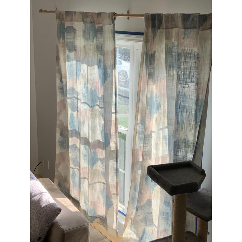 Blue-Rose Multi Abstract Faux Silk Light Filtering Window Panels