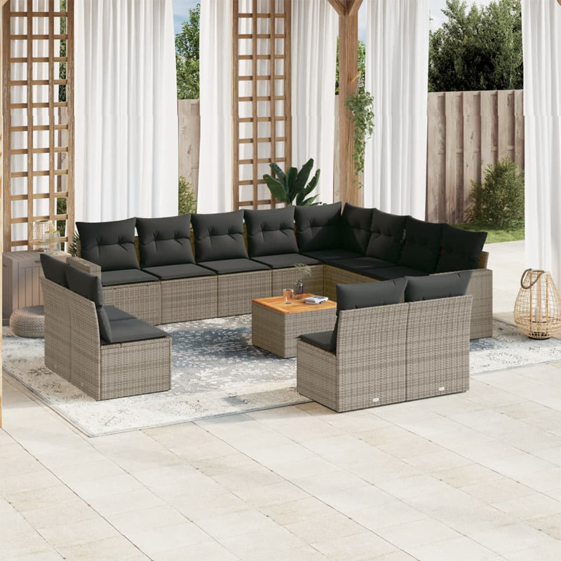 Vidaxl Garden Sofa Set Grey, Dark Grey