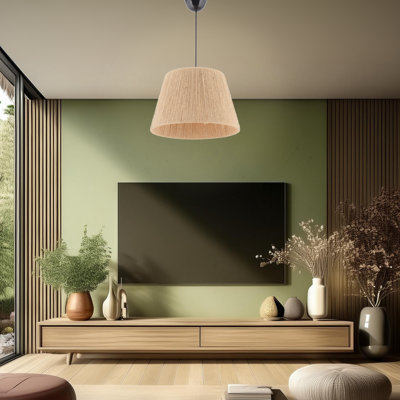 Lustre ajustable en métal avec capuchon en jute