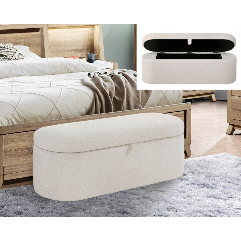 Banc de rangement avec siège rembourré, banc à cadre en bois pour le salon de l'entrée de la chambre à coucher, Gruau