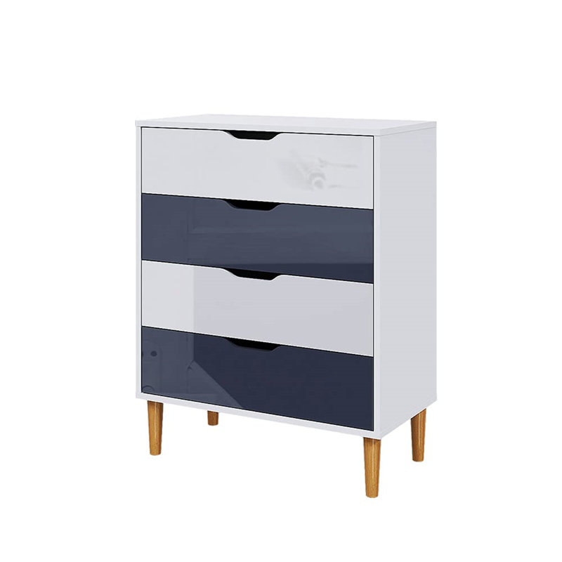 Harmanveer 70cm W 4 - Drawer Chest of Drawers, White/Grey
