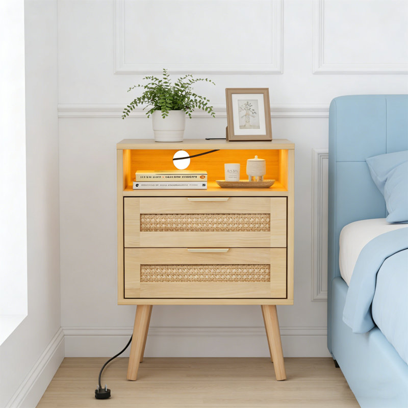 45cm W Manufactured Wood Bedside Table
