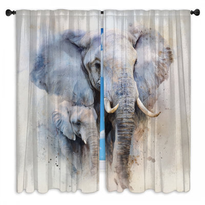 Rideaux de fenêtre éléphant obscurcissant et obscurcissant - 2 panneaux