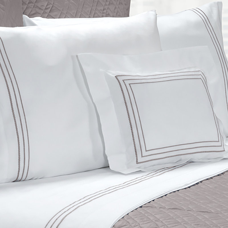 Broderie Elide, Brown/White, Twin Flat Sheet