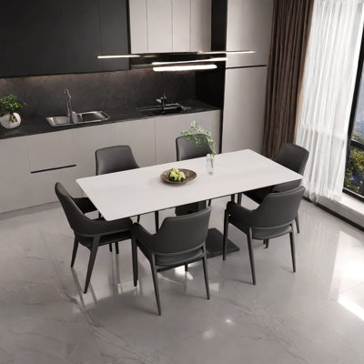 Minimalist  Dining Table with Rock Slab Surface
