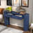 Modern Console Table With Oval Top, 2 Drawers And Fluted Design-2054249500