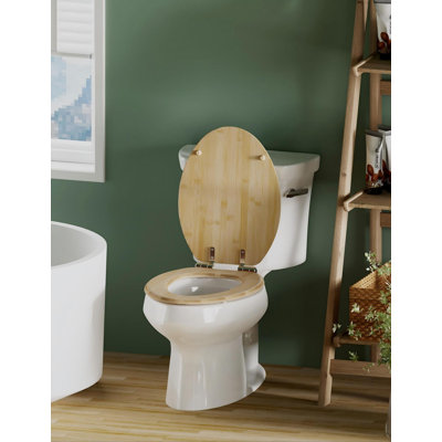 Toilet Seat with Quick Release Soft Close Adjustable Zinc Alloy Strong Hinges, (Natural)