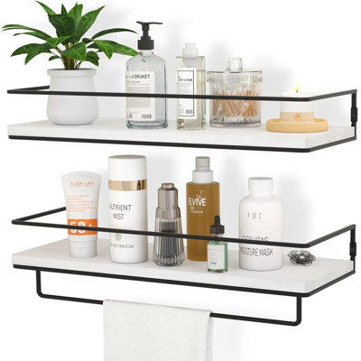 Wendi 2 Piece Solid Wood Floating Shelf with Towel Bar