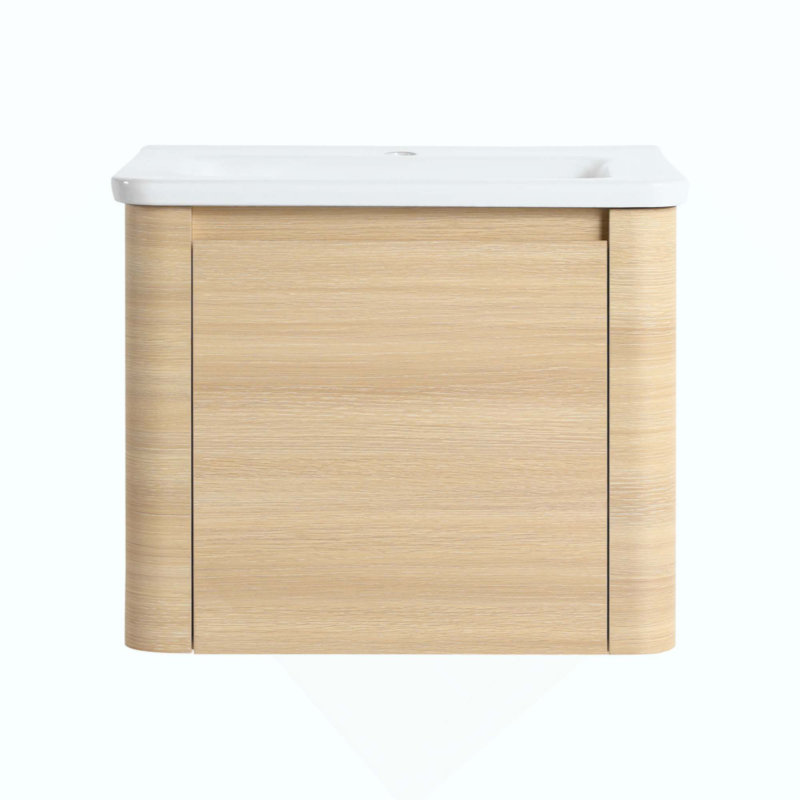 Meuble-lavabo mural avec lavabo en céramique et 1 porte à fermeture en douceur, contreplaqué, 24"