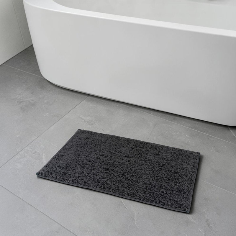Andorra Non-Slip Bath Rug, Charcoal