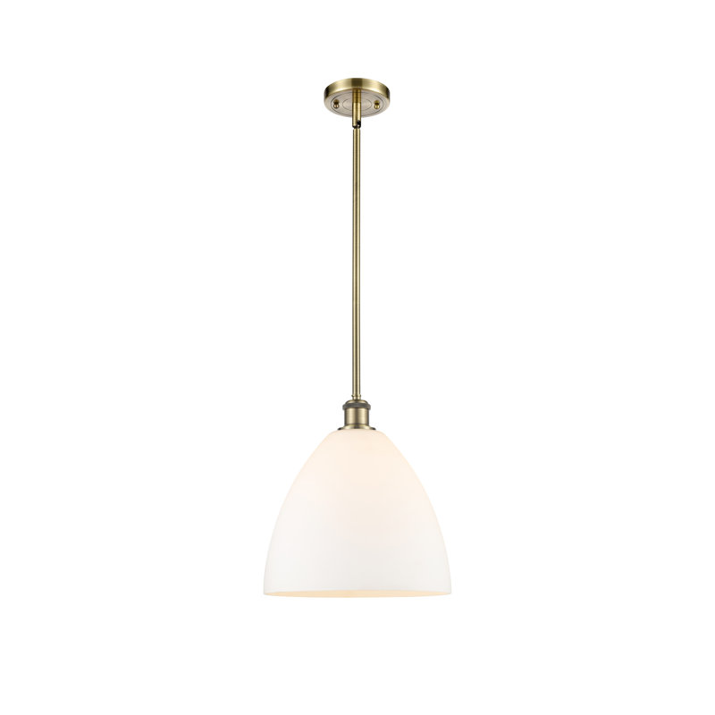 Allysha 1 - Light Single Pendant, 45.75" H x 12" W x 12" D, Antique Brass, Matte White