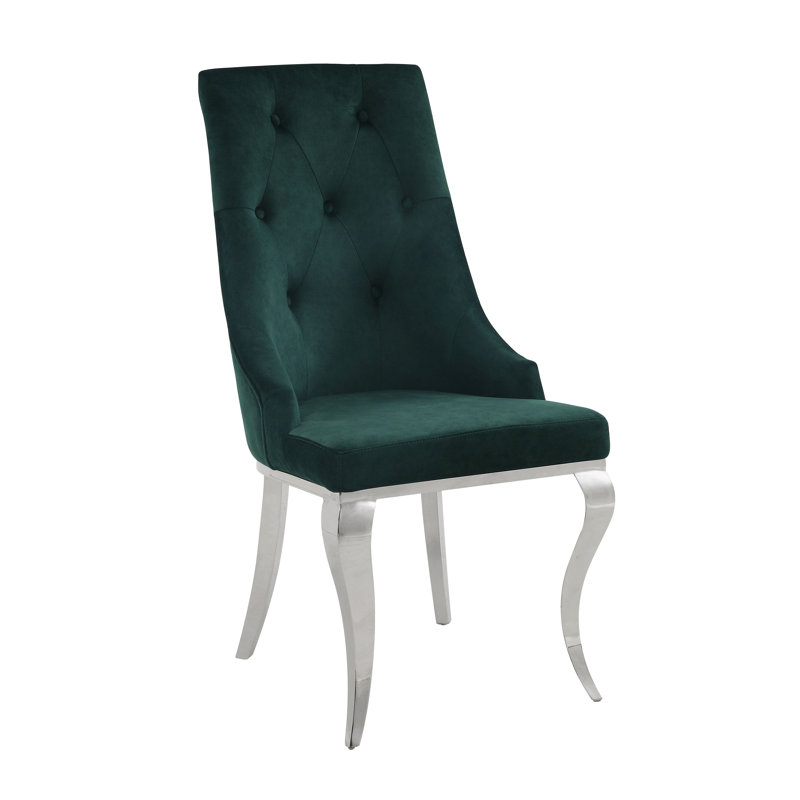 Chaise d'appoint capitonnée Dominik, Vert