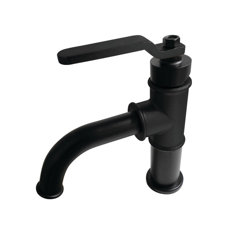 Kingston Brass Whitaker Single-Handle 1-Hole Deck Mount Bathroom Faucet with Push Pop-Up, Matte Black