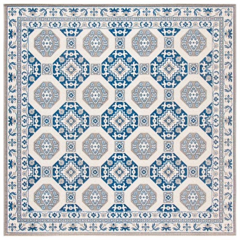 Everlee Geometric Cotton Hand Woven Area Rug, Square 201 cm