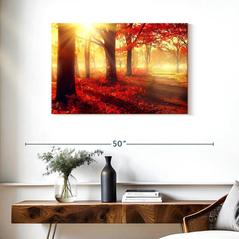 Harnek, forêt d'automne ensoleillée, H 24 po x l 36 po