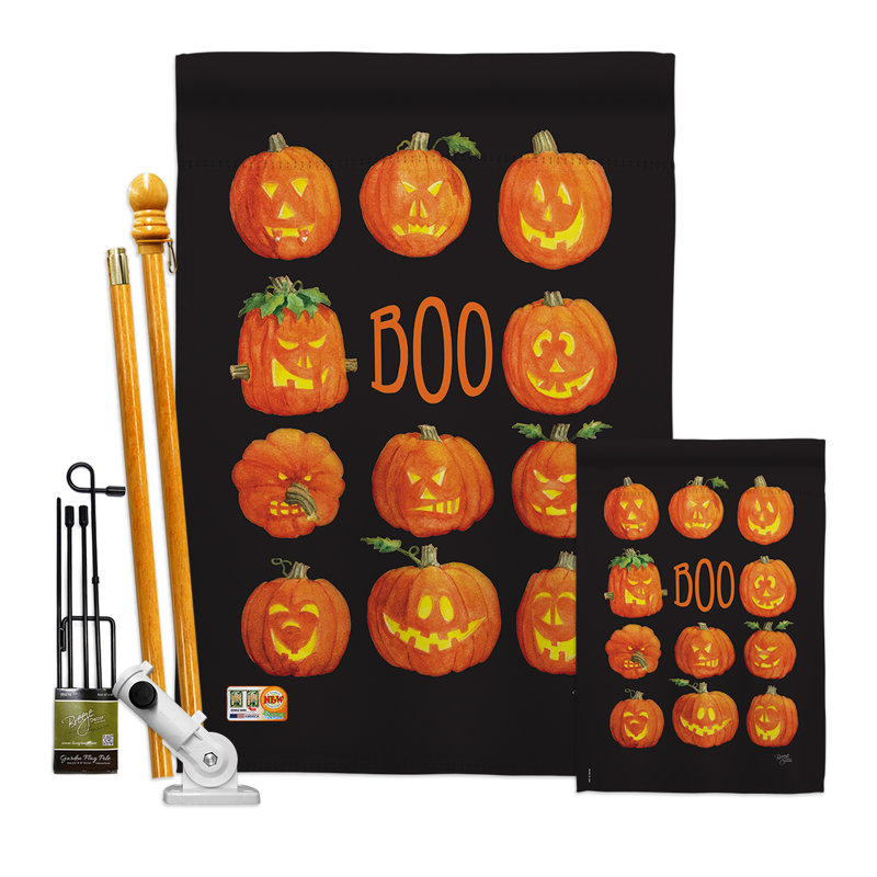 Citrouilles à 2 faces de couleur polyester de 40 po x 28 po ensemble de drapeaux