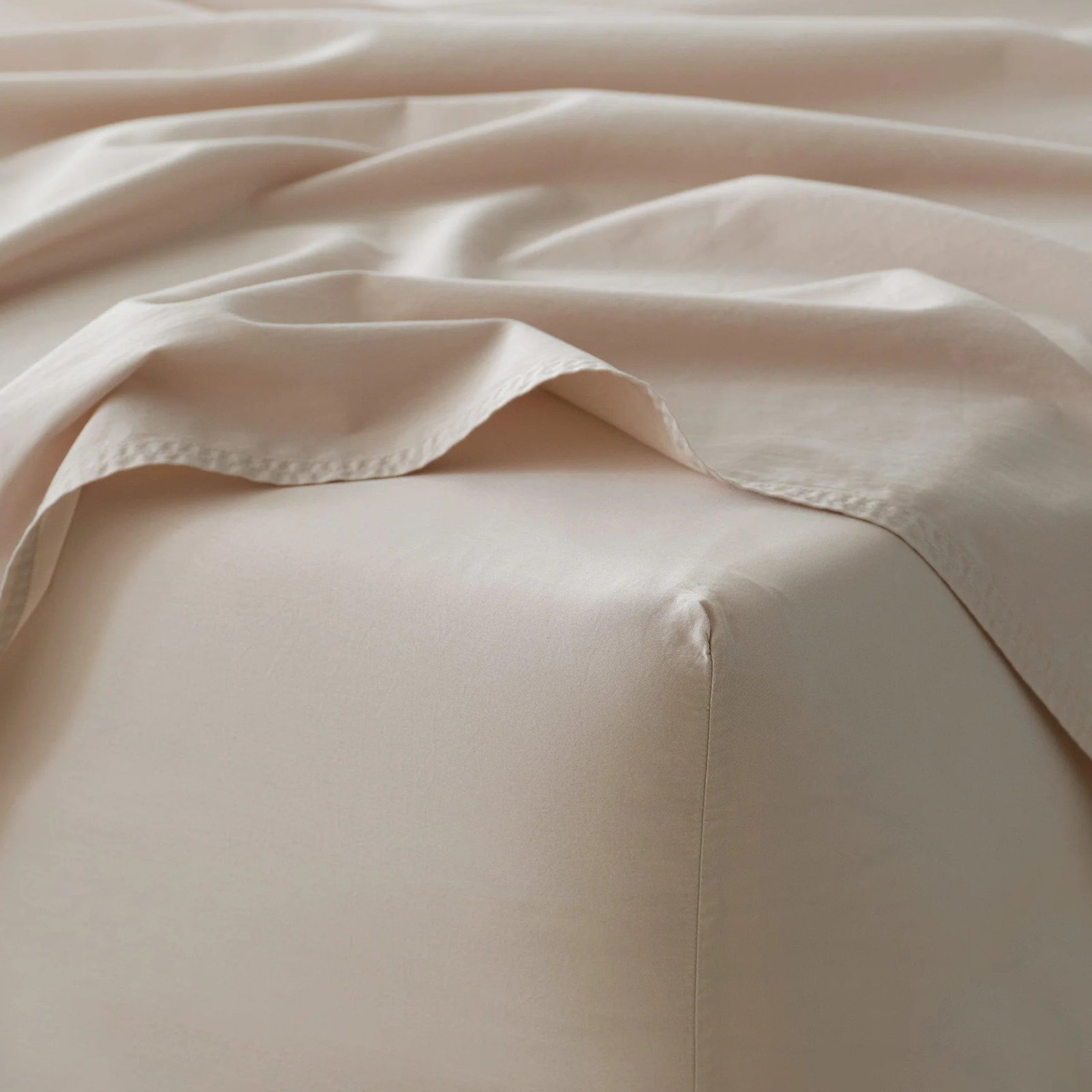 Double Stitch 100% Cotton Sheet Set, Oat, King Sheet Set with 2 Pillowcases