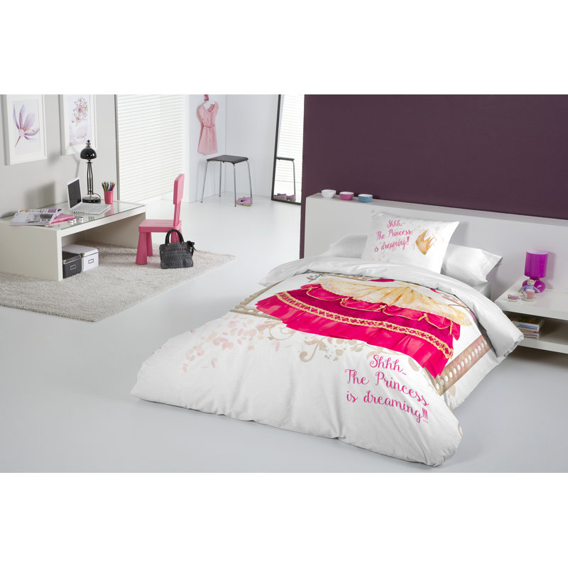  Ensemble de housse de couette réversible pour lit simple 2 pièces Princess