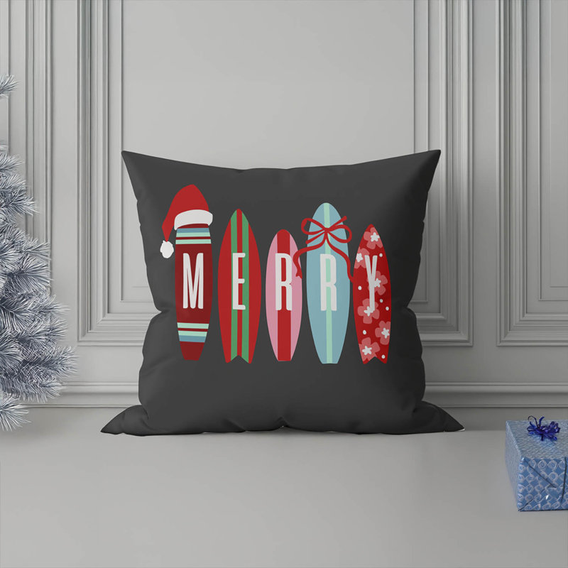 Coussin Merry Surf Holiday, Gris anthracite