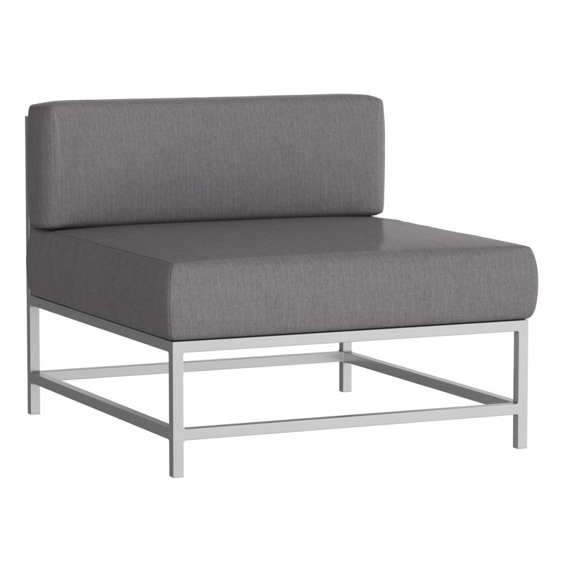 Chaise de patio Delano avec coussins Sunbrella, Toile granit, Argent Kessler