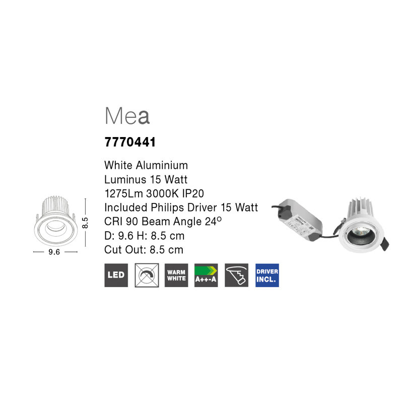 Mea 9.6cm LED Retrofit Downlight
