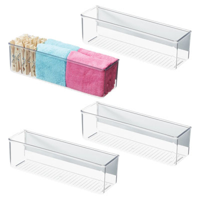 iDesign Magnetic Organizer Bins for Laundry Room Storage - Set of 4 - Clear