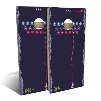 Retro Space Fighter Cornhole Board Set | Includes (2) Boards, (8) Bags & Optional Accessories