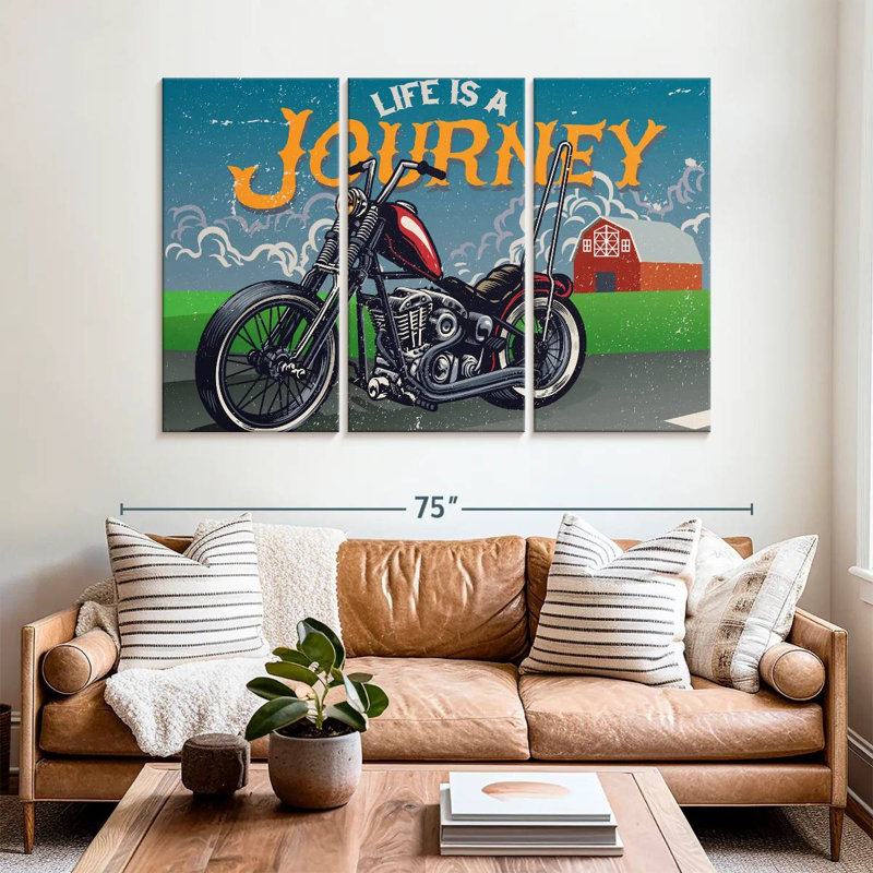 Mehar Life Is A Journey Motorcycle, 42" H x 65" W