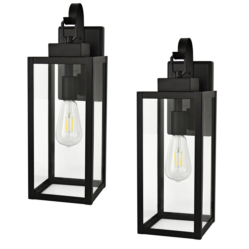 Schock Matte Black Outdoor Wall Lantern, 45.1cm H x 15cm W x 15cm D