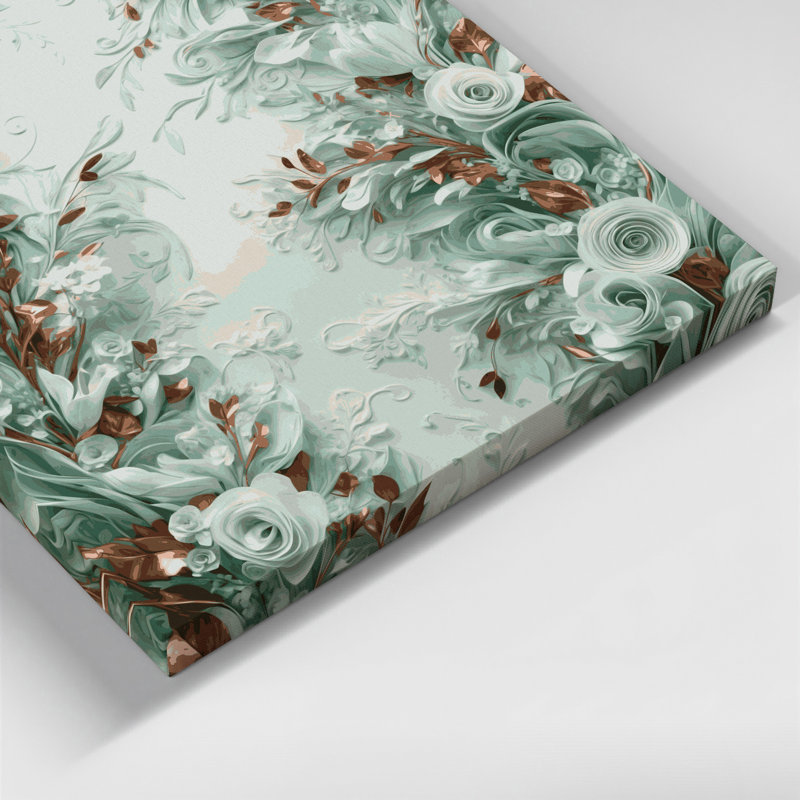 "Abstract Florals" 30, art mural sur toile verte, H 12 po x l 12 po