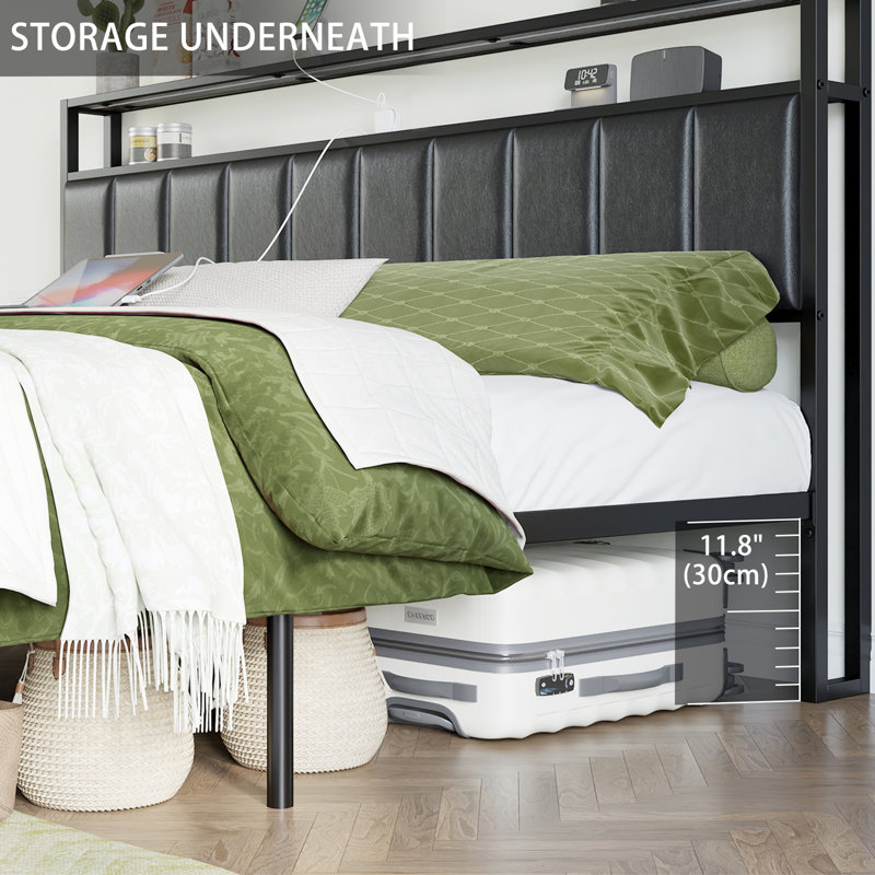 Aydin LED Bed Frame with Drawers and Charging Station