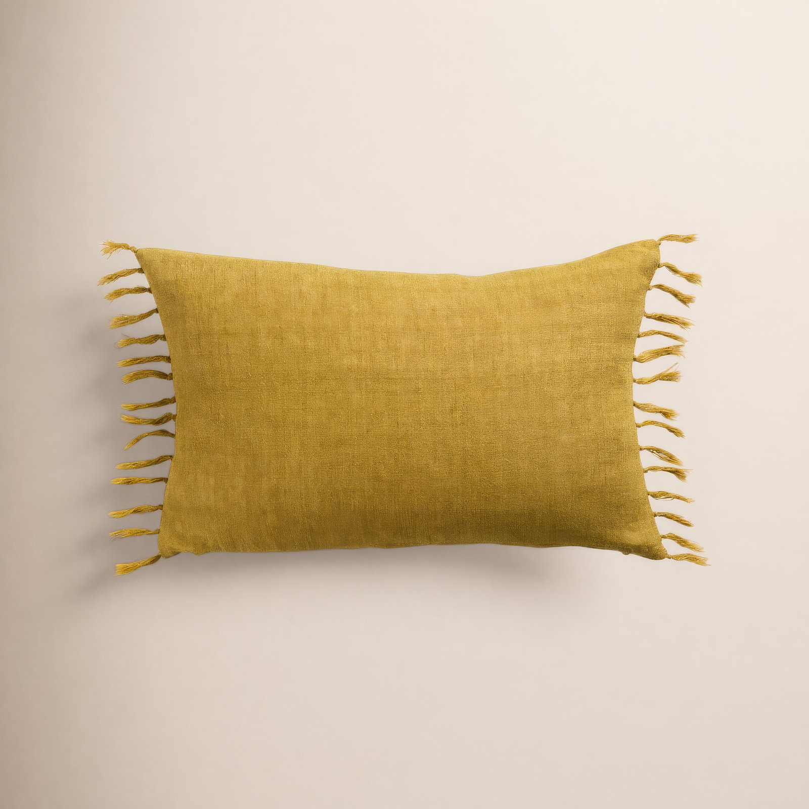 Sharron Tassels Linen Lumbar Throw Pillow, Pillow Cover Only - No Insert, Yellow