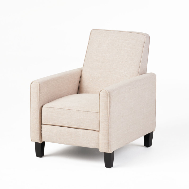 Cantalupo 26.75" W Manual Push Back Upholstered Club Recliner, Light Beige Polyester