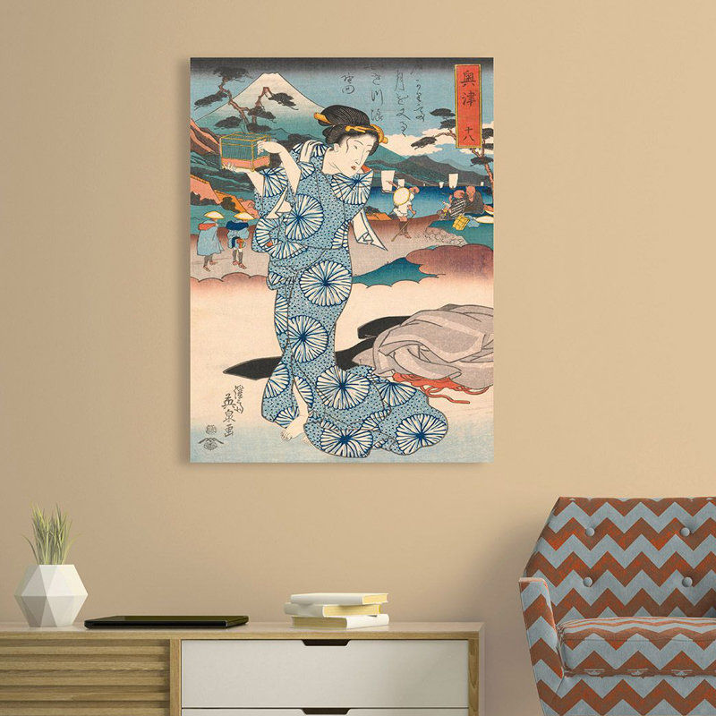 Standing Woman With Box by Keisai Eisen - No Frame Painting on Canvas, 80cm H x 60cm W x 4cm D