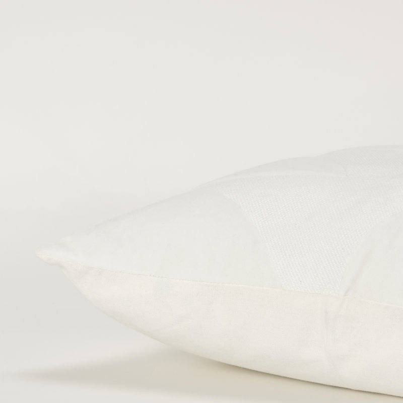White Cotton Embroidered Geometric Throw Pillow