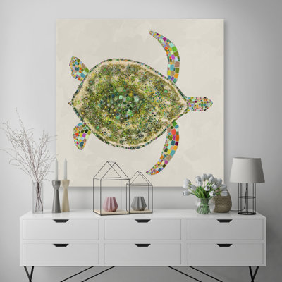 Jeweled Sea Turtle - Pearl by Eli Halpin - Wrapped Canvas Painting