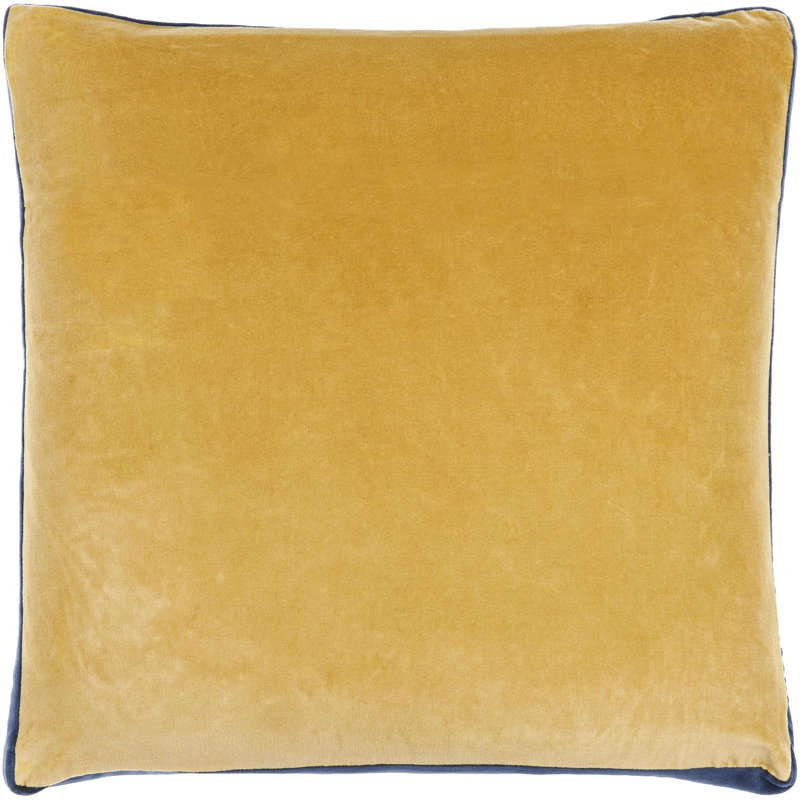  Nicholas Cotton Throw Pillow, Yellow/Navy, 20" x 20", Down