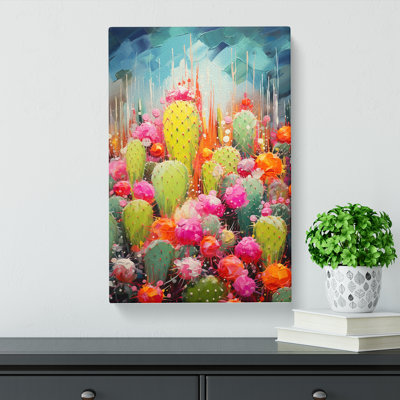 Cactus Action Painting - Wrapped Canvas Print