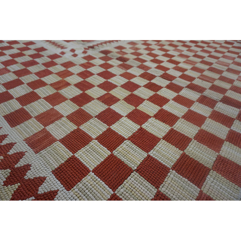 Flatweave Wool Checkered Area Rug