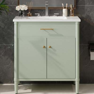 Meuble-lavabo de salle de bain avec lavabo, portes à fermeture douce et tablette réglable