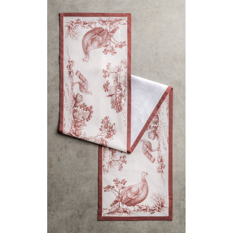 100% Cotton Thanksgiving Table Runner, Red, 108" x 14.5"