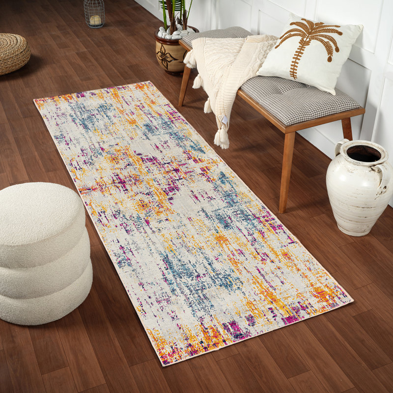 Modern Abstract Multicolour/Blue, Runner 80 x 220cm