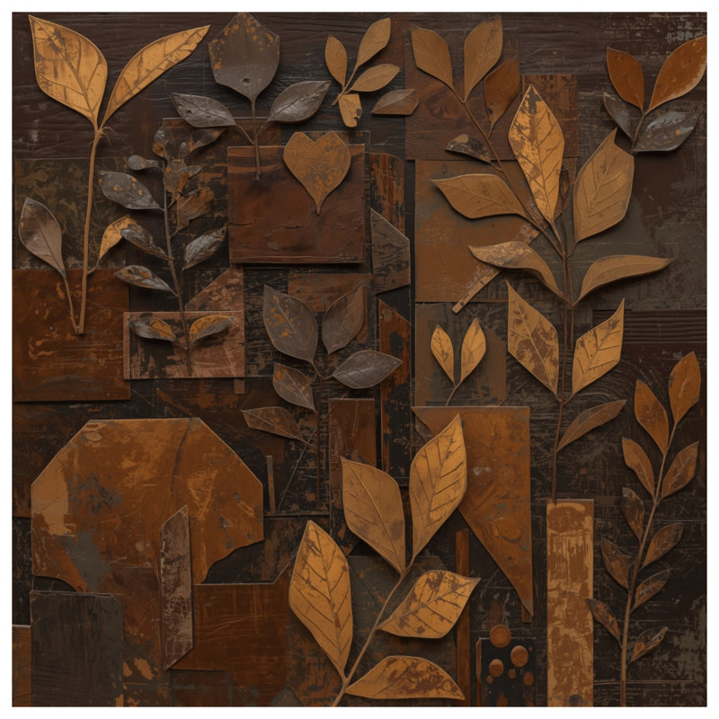 Housses de couette à motif de feuilles brunes, Grand lit