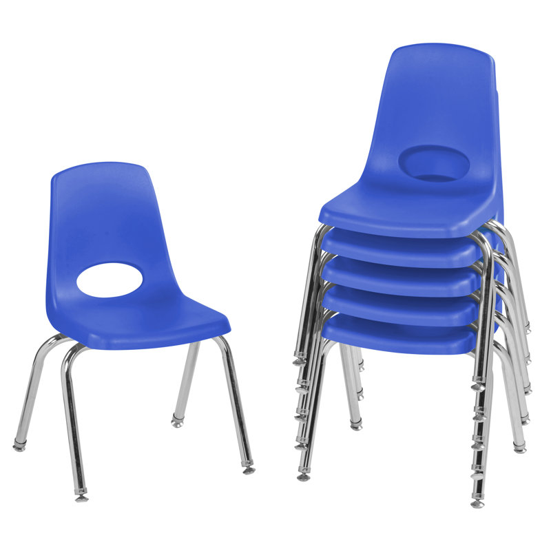 Chaise de classe empilable, Bleu, 10", Pivotant et oscille